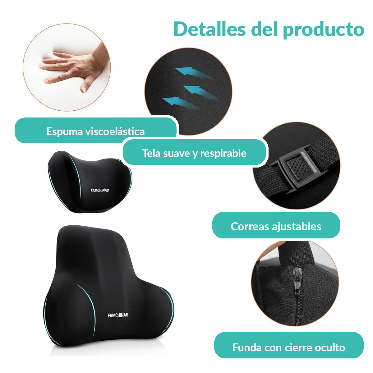 Almohada Lumbar Ergonómica · Auto, Oficina y Sillón