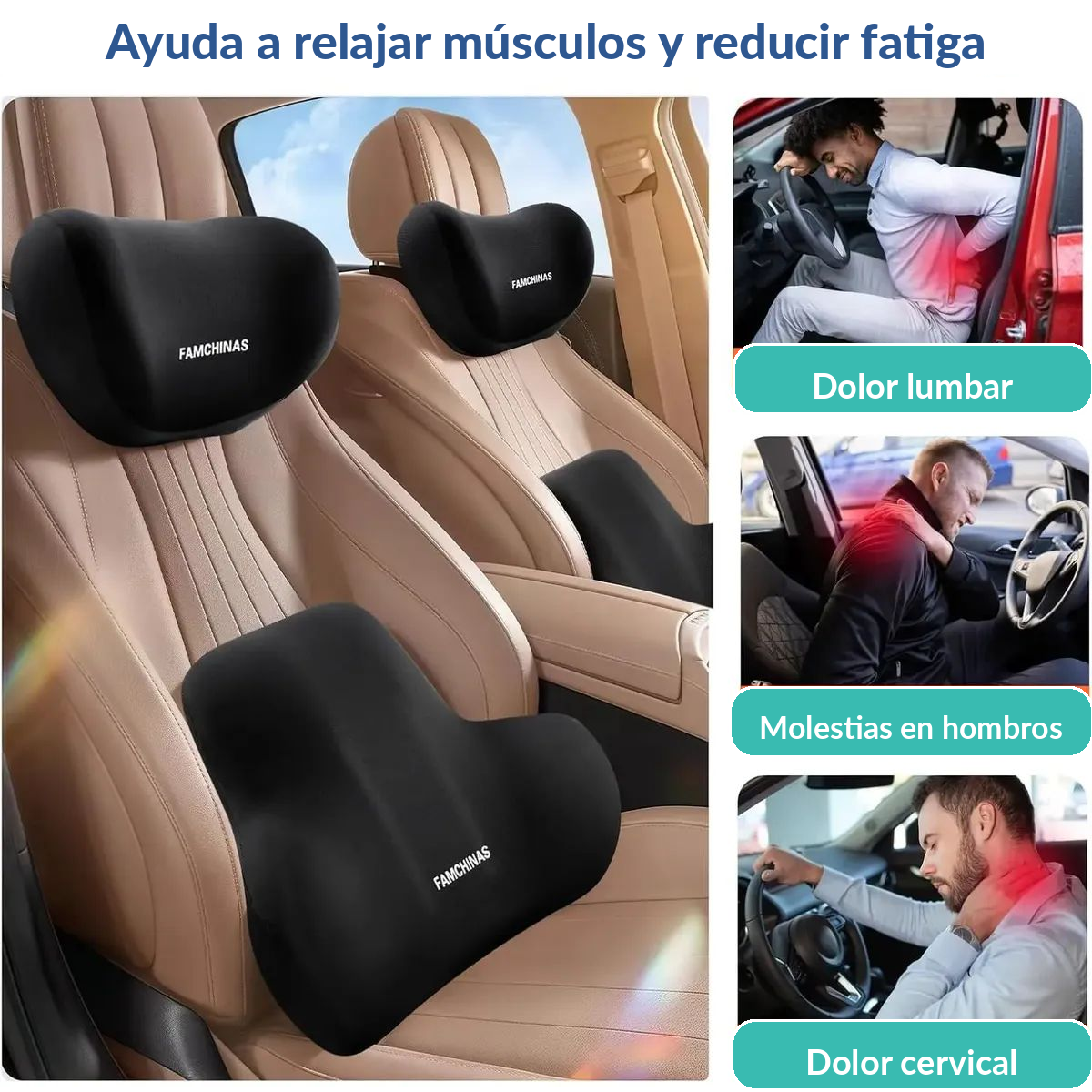 Almohada Lumbar Ergonómica · Auto, Oficina y Sillón