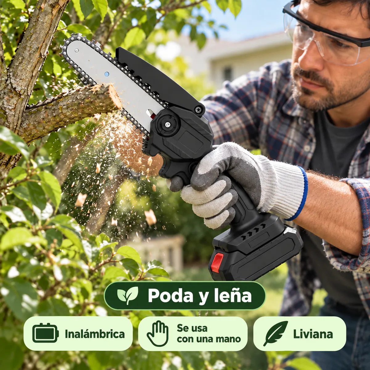 TurboCorte PRO™ · Mini Motosierra Inalámbrica