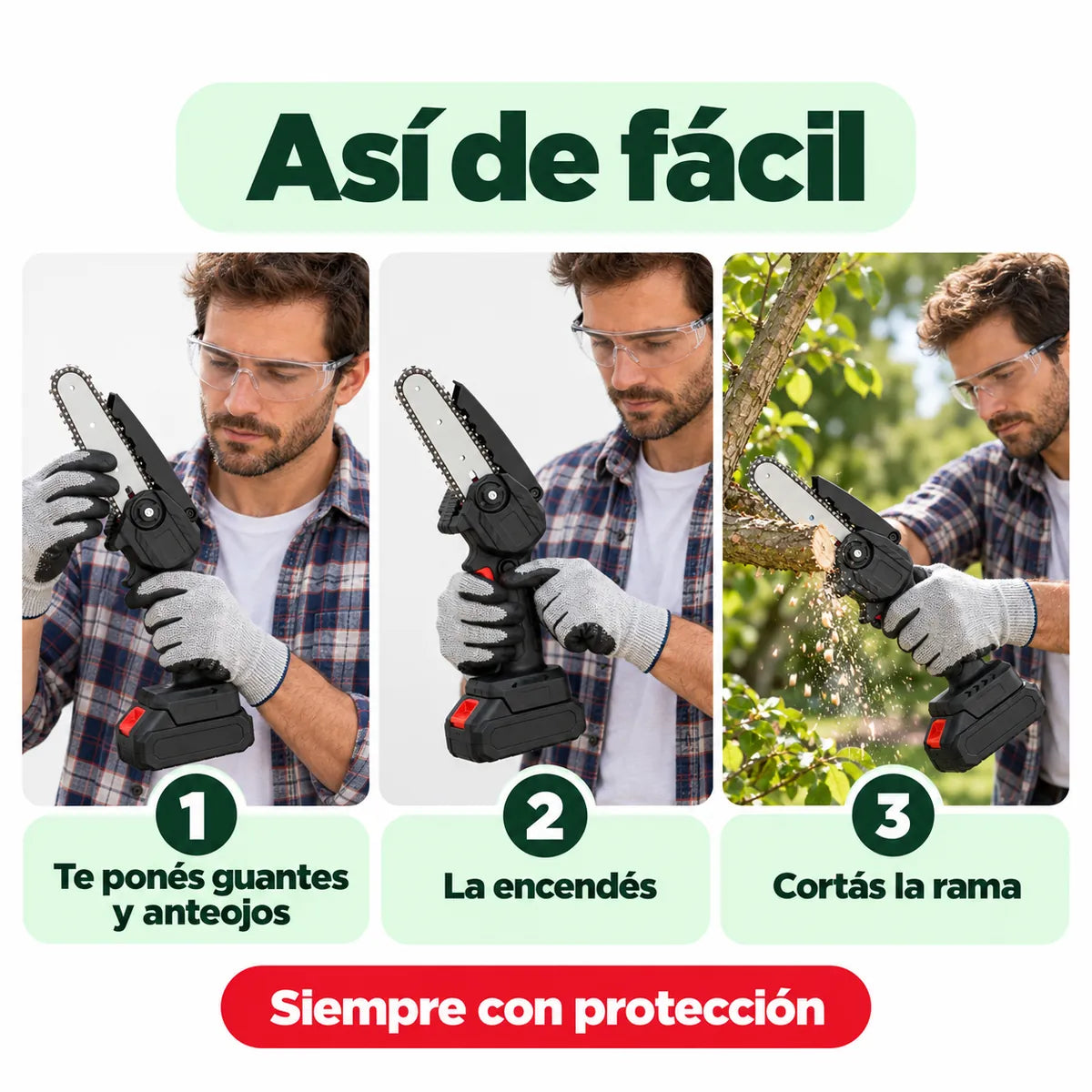 TurboCorte PRO™ · Mini Motosierra Inalámbrica