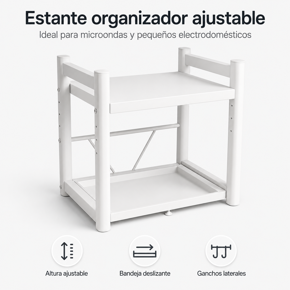 Estante Ajustable para Microondas · Bandeja Deslizante