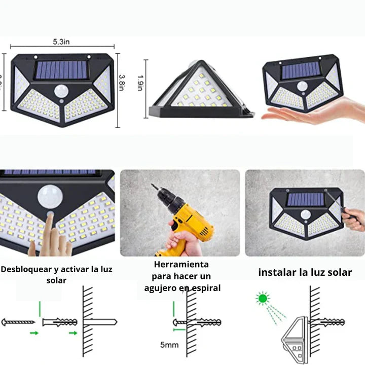 Pack x2 Reflector LED Solar con Sensor de Movimiento