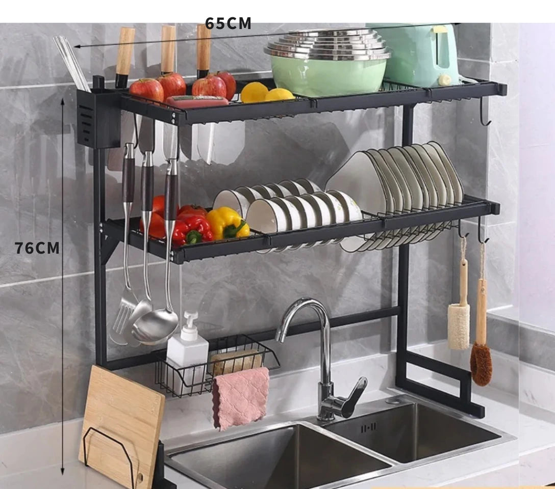 Escurridor bacha 2 niveles rack full accesorios