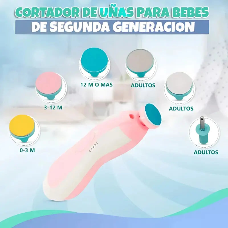 Lima Eléctrica Cortauñas para Bebé · Motor Silencioso con Luz LED