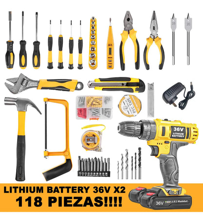 Kit Taladro Percutor 118 Pzas.| PowerMax™ 36V