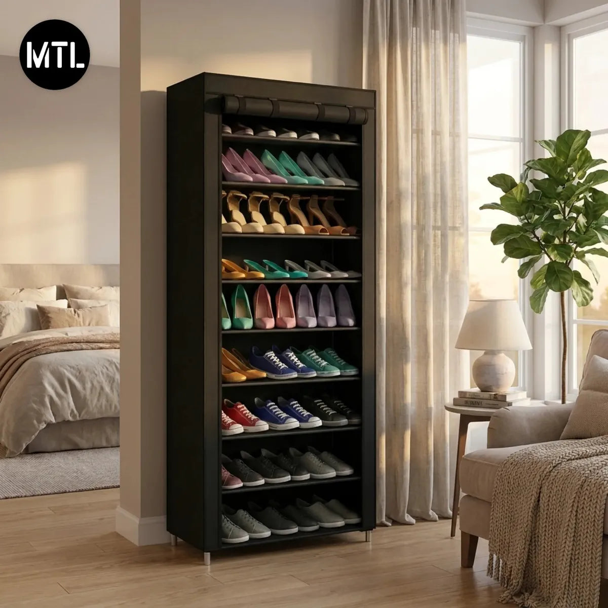 Zapatero Organizador Portátil · 9 Estantes Plegable