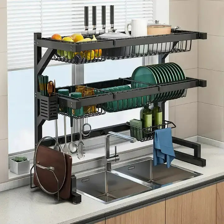 Escurridor bacha 2 niveles rack full accesorios