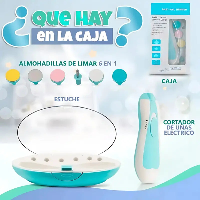 Lima Eléctrica Cortauñas para Bebé · Motor Silencioso con Luz LED