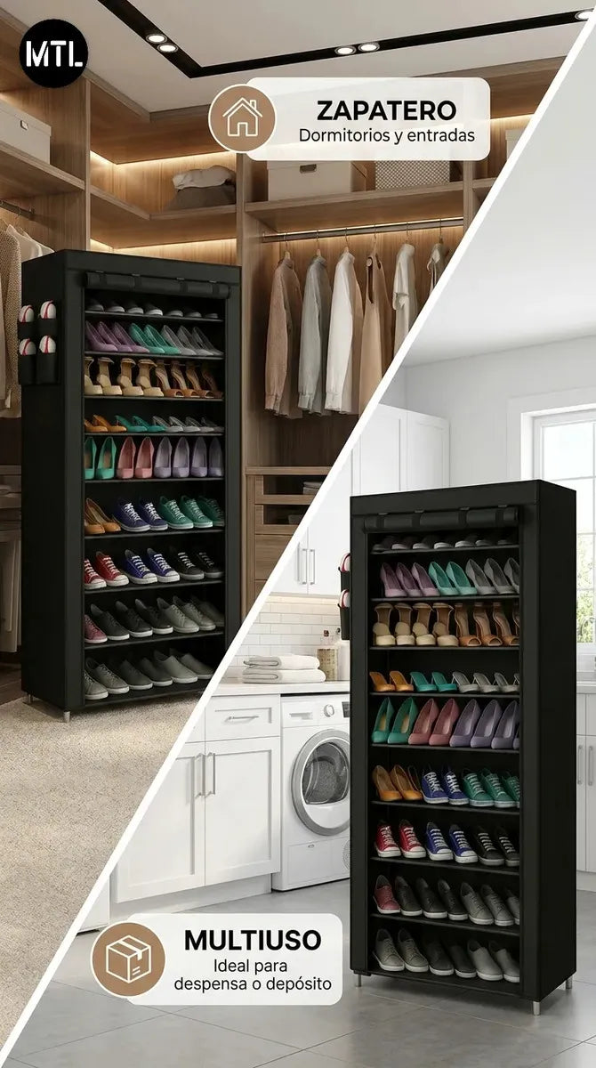 Zapatero Organizador Portátil · 9 Estantes Plegable