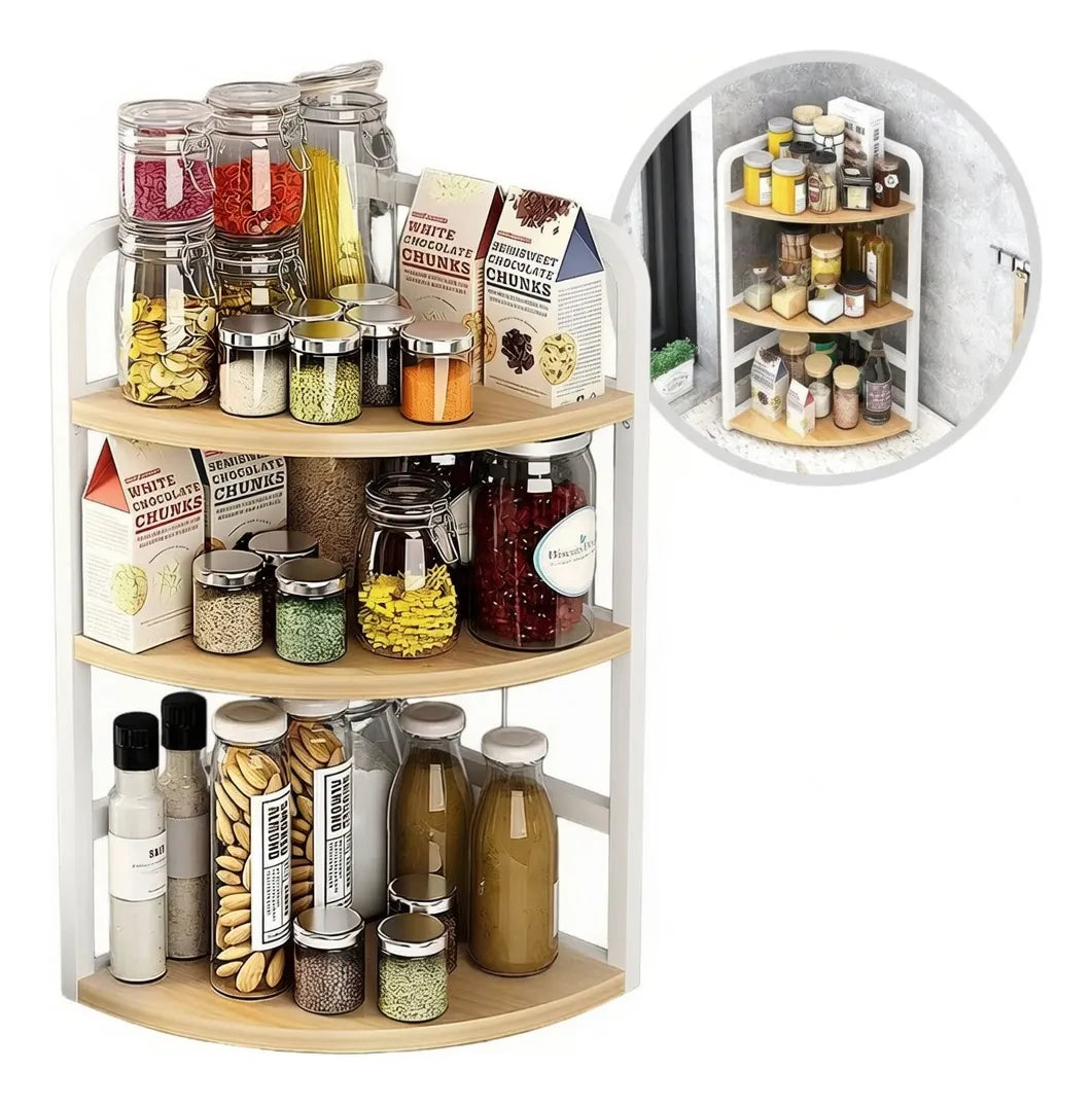 Organizador Esquinero de Cocina · 3 Estantes