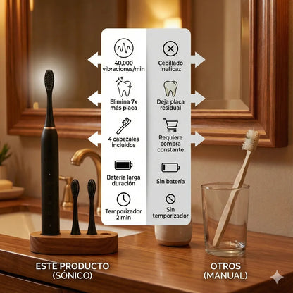 Cepillo Dental Eléctrico Recargable Dientes 4 Cabezales