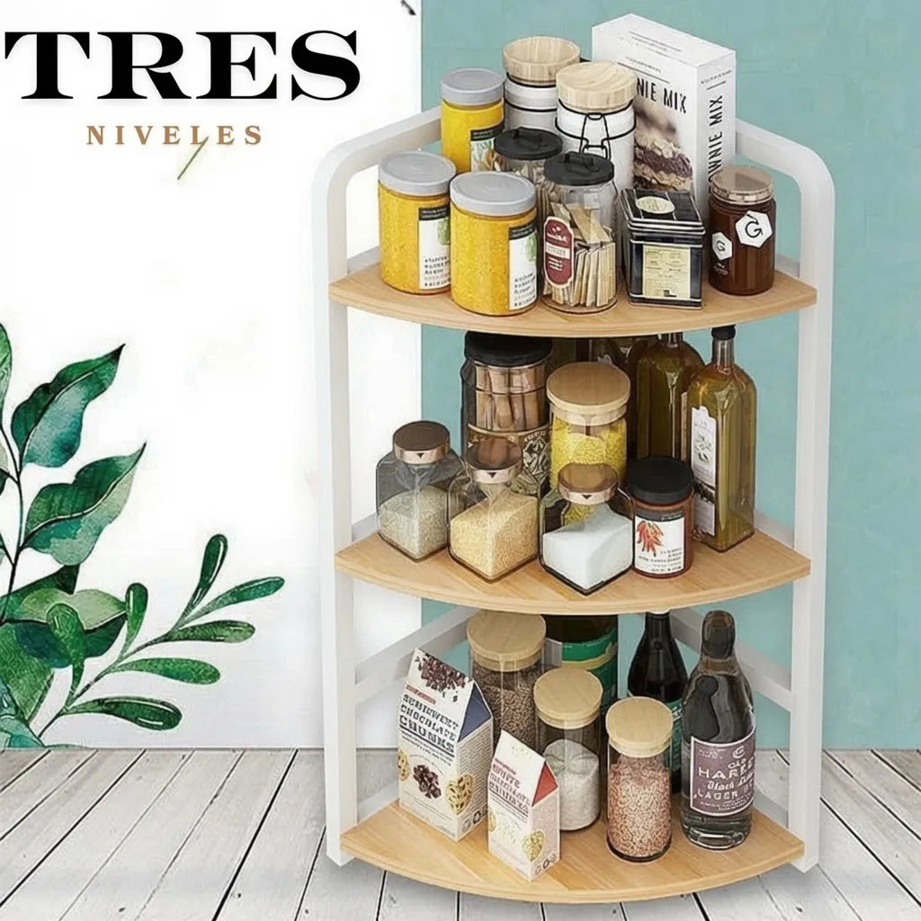 Organizador Esquinero de Cocina · 3 Estantes