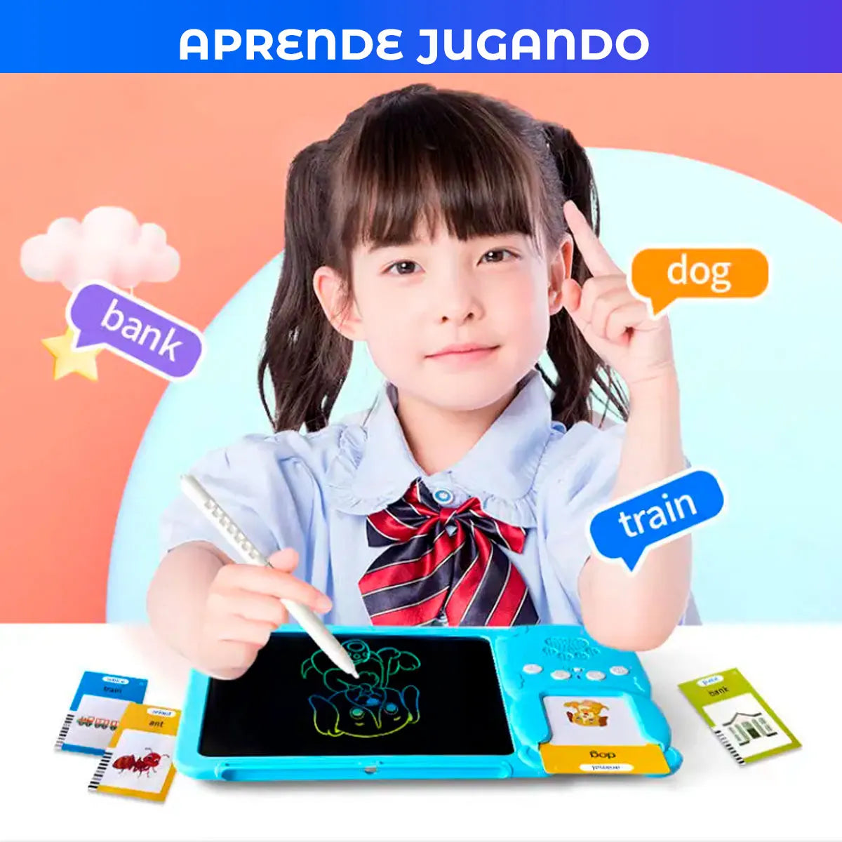 Tarjetas de Aprendizaje Didácticas Educación Bilingüe con Sonido + Pizarra Mágica version FULL