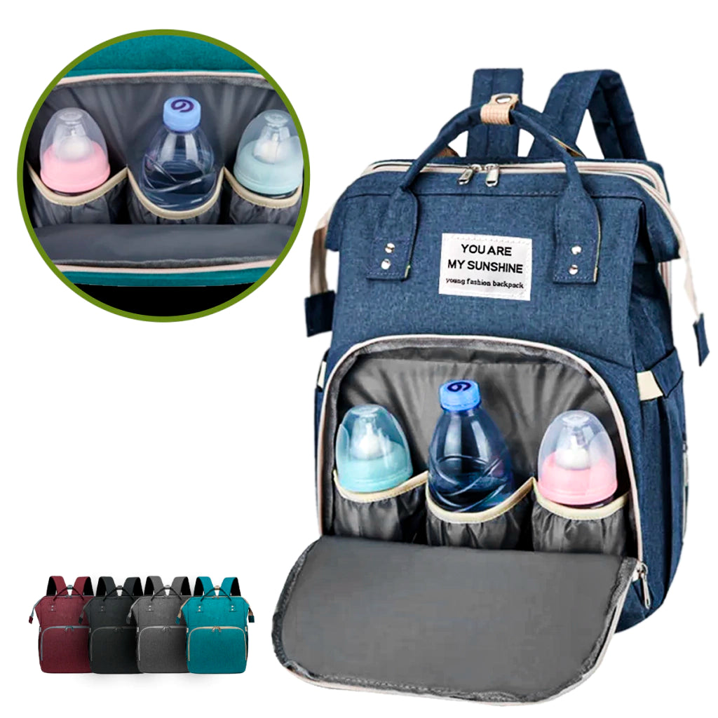 Mochila Maternal Con Cuna Cambiador Plegable y carga Usb